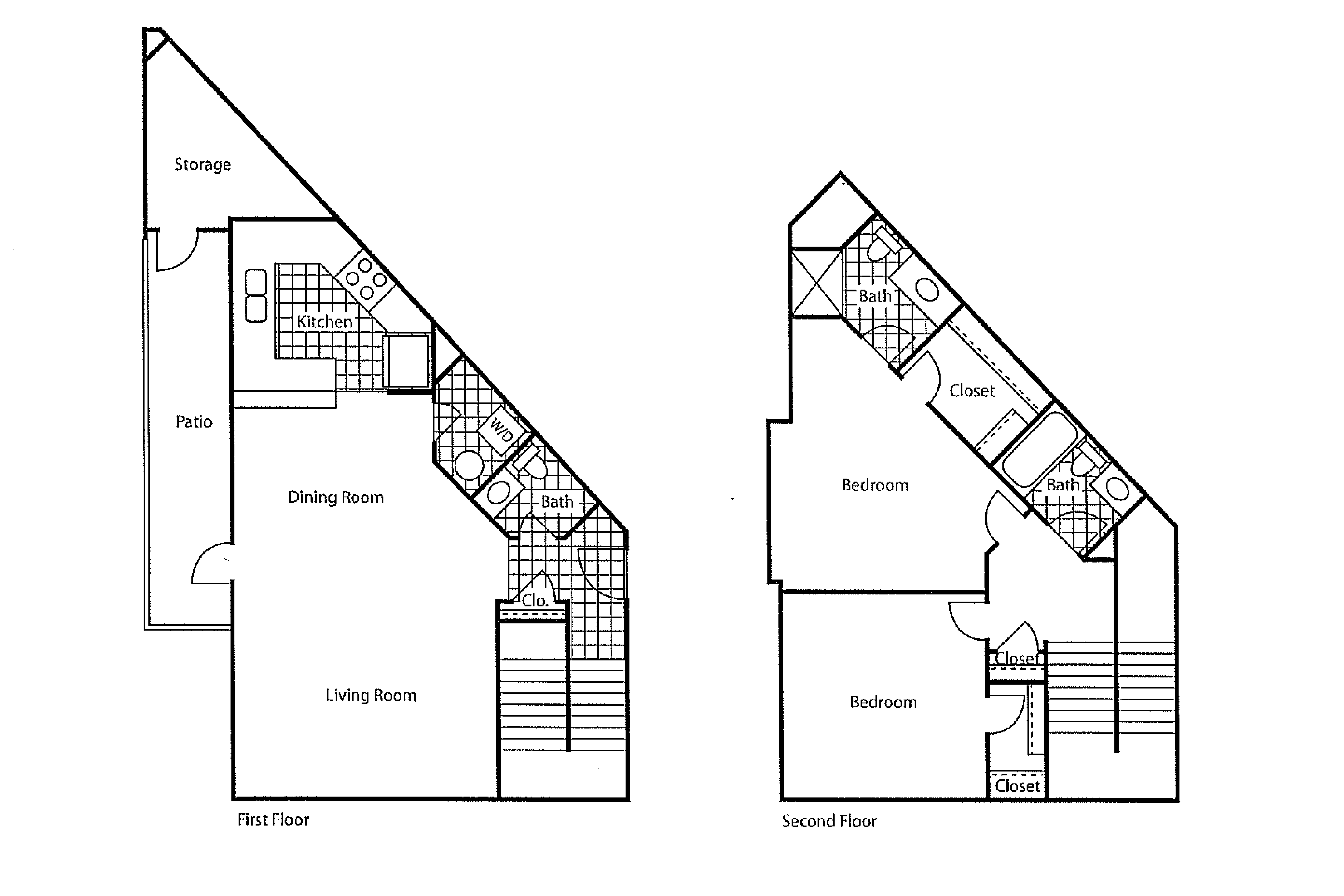 Floor plan for 2 beds, 2.5 baths, 1150 sqft